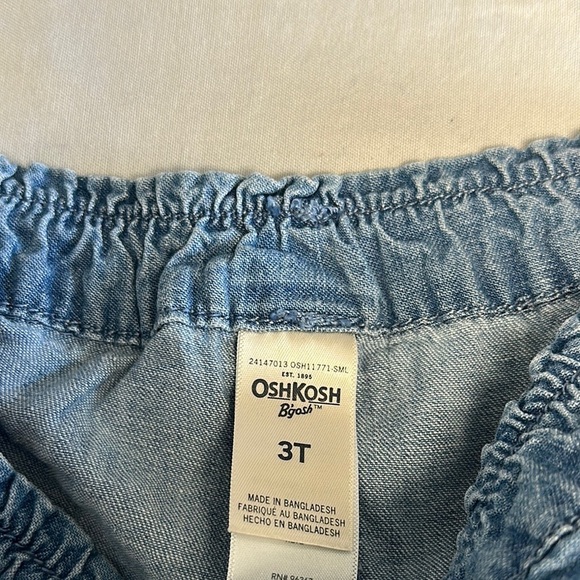 OshKosh B'gosh Blue Jean Shorts with Elastic Waistband and Side Tie - Picture 2 of 4